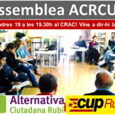 Assemblea ACRCUP divendres 19 a les 19.30h al CRAC!