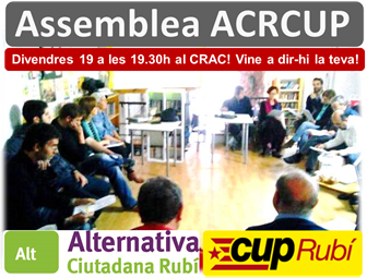 Assemblea ACRCUP divendres 19 a les 19.30h al CRAC!