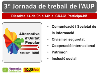 Dissabte 14 última Jornada del Pla de Treball