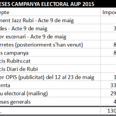 Despeses de la campanya electoral de l’AUP